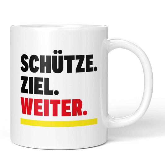 Sagittarius Mug “Aim. Move.” – white version, front view