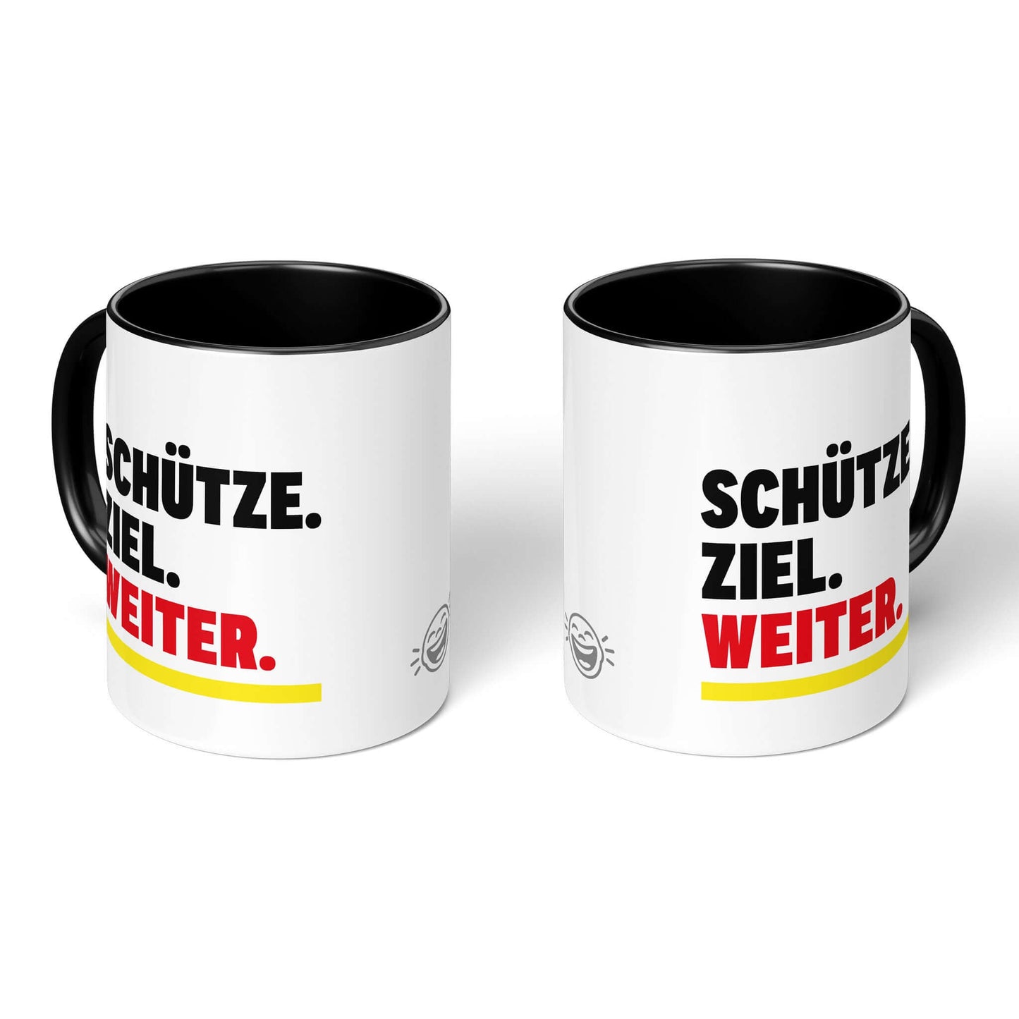 Fire Sign Humor Mug – two black-handled mugs, Sagittarius statement both sides