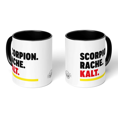 Revenge Vibes Mug – two black-handled mugs, Scorpio message both sides